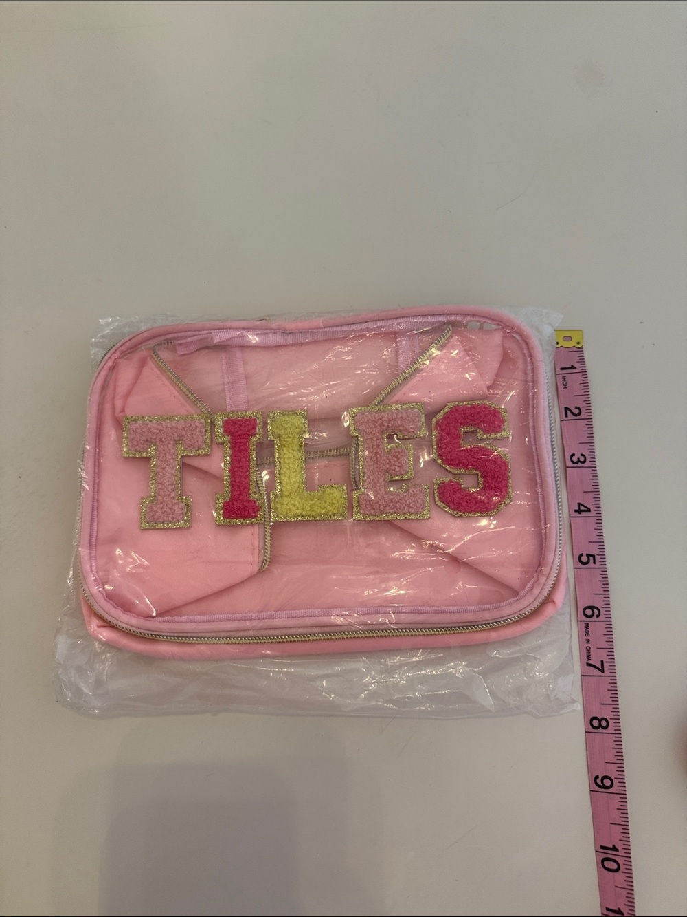 Mahjong Pink 'TILES' Glitter Zip Pouch